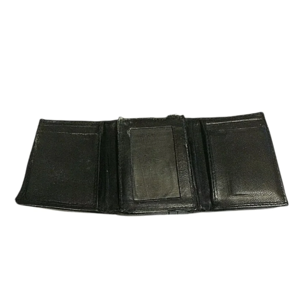 Punita Leather Men's Trifold Security Wallet Black Money Cards